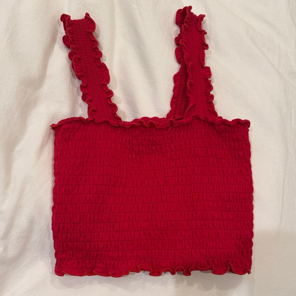 Hollister Red Ruffled Crop Top